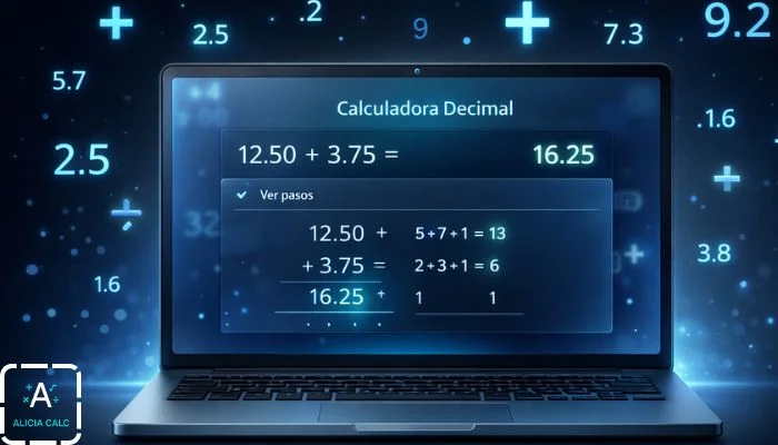 Calculadora de números decimales online con suma, resta, multiplica y divide
